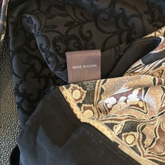 Hale Bob Brown Faux Wrap silk Dress with Bishop Sleeves size Large - Picture 11 of 14